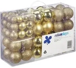 Relaxdays Weihnachtskugeln, Gold, Kunststoff, 6x7x6 cm, Dekoration,