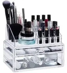 Relaxdays Kosmetikorganizer, Transparent, Kunststoff, 23.5x19x14 cm, Badaccessoires,