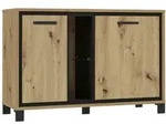 Livetastic Kommode, Schwarz, Eiche, Metall, Kunststoff, Glas, Holzwerkstoff, 3