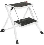 Mid.you Klapptrittleiter, Schwarz, Wei&szlig;, Metall, 49.5x44x48 cm, rutschfeste Stufen,