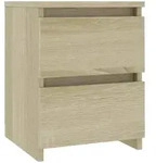 vidaXL Nachttisch, Sonoma Eiche, Holz, Strukturbuche, 2 Schubladen, Quadratisch,