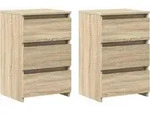 vidaXL Nachttisch, Sonoma Eiche, Holz, Strukturbuche, 1 F&auml;cher, 3 Schubladen,