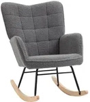 Homcom Schaukelstuhl, Dunkelgrau, Textil, Buche, 98x101x71 cm, Wohnzimmer, Sessel,