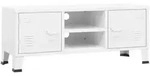 vidaXL Tv-Schrank, Wei&szlig;, Metall, 35x42x105 cm, Wohnzimmer, Wohnw&auml;nde, Lowboards,