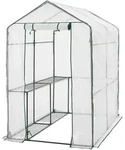 [en.casa] Gew&auml;chshaus, Transparent, Wei&szlig;, Kunststoff, 120x190x186 cm,
