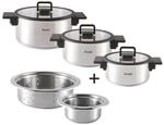 Berndes Kochtopfset b.miracle, Grau Hochglanz, Metall, 5-teilig, 2,5, 3,25, 5,5,