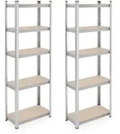 Relaxdays Schwerlastregal, Silber, Metall, Holzwerkstoff, Kunststoff, 60x180x30 cm,