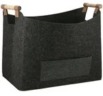 Kaminkorb, Dunkelgrau, Textil, 50 L, rechteckig, 45x40x32 cm, handgemacht,