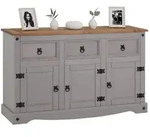 CARO-M&ouml;bel Sideboard, Grau, Natur, Holz, Kiefer, Vintage, 125x76x40 cm,...