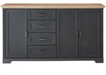 Landscape Sideboard, Graphit, Eiche Artisan, Holzwerkstoff, 4 F&auml;cher, 4 Schublade(n)