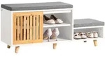 SoBuy Schuhbank, Wei&szlig;, Holzwerkstoff, Holz, 101x46x35 cm, Garderobe,