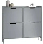SoBuy Schuhschrank, Grau, Holzwerkstoff, Metall, 100x91x19 cm, Garderobe,