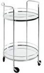 Servierwagen, Chrom, Metall, Glas, rund, Rundrohr, 48x80x48 cm, Flaschenfach,...
