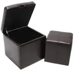 MCW Sitzhocker, Braun, Leder, 44x45x44 cm, Wohnzimmer, Hocker, Sitzw&uuml;rfel