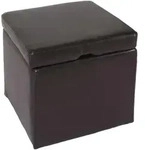 MCW Sitzhocker, Braun, Leder, 44x45x44 cm, Wohnzimmer, Hocker