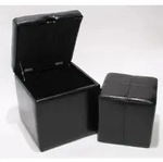 MCW Sitzhocker, Schwarz, Leder, 44x45x44 cm, Wohnzimmer, Hocker, Sitzw&uuml;rfel