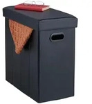 Relaxdays Sitzhocker, Schwarz, Holzwerkstoff, Kunststoff, Textil, 48.5x49x27 cm,