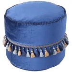 Kayoom Pouf, Blau, Gold, Textil, F&uuml;llung: Styroporkugeln, 45x38x45 cm,