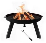 Relaxdays Feuerschale, Schwarz, Metall, 64x36x64 cm, Freizeit, Campingzubeh&ouml;r,