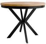 Mirjan24 Esstisch, Schwarz, Eiche, Metall, Rund,Rund, 90x76x90 cm, Esszimmer,...