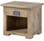 Massivmoebel24 Nachttisch, Beige, Holz, Echtholz,Mangoholz, 1 Schubladen, Rechteckig,