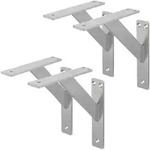 Ml-Design Regalhalterung, Silber, Metall, 18x3x18 cm, Wohnzimmer, Regale, Wandregale