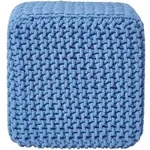 Homescapes Strick-Pouf, Blau, Textil, Uni, Quadratisch, 35x35x35 cm, Wohnzimmer,