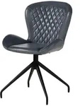 Massivmoebel24 Stuhl, Blau, Leder, Echtholz, 61x86x52 cm, Esszimmer, St&uuml;hle,