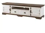 Massivmoebel24 Tv-Board, Wei&szlig;, Holz, Echtholz,Mangoholz, 2 Schubladen, Rechteckig,