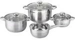 Kochtopfset Michelino, Edelstahl, Metall, 7-teilig, 16 cm, 2,1 L,1,9 L,3,6 L, Lfgb,