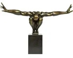 Kare-Design Skulptur, Schwarz, Bronze, Kunststoff, Stein, 75x52x21 cm, zum Stellen,