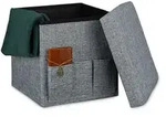 Relaxdays Faltbarer, Grau, Holzwerkstoff, Textil, 38x38x38 cm, Wohnzimmer, Hocker,
