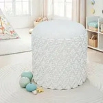 Livetastic Hocker, Wei&szlig;, Textil, rund, 40x45x40 cm, Stauraum, Wohnzimmer, Hocker,