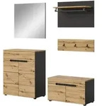 Inn.Furn Garderobe, Eiche Artisan, Grau, Kunststoff, Nachbildung,Eiche, Holz...