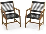 Costway Gartenst&uuml;hle, Schwarz, Holz, 57x90x64 cm, Gartenm&ouml;bel, Gartenst&uuml;hle,
