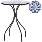 Beliani Gartentisch, Schwarz, Blau, Wei&szlig;, Metall, Rund, 60x75x60 cm,...