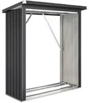 Outsunny Kaminholzregal, Dunkelgrau, Metall, 66.5x150x150 cm, Kleinm&ouml;bel, Kamine &