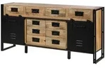 Massivmoebel24 Sideboard, Braun, Holz, Echtholz,Mangoholz, 2 F&auml;cher, 10 Schubladen,
