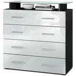 Vladon Kommode, Wei&szlig; Hochglanz, Holzwerkstoff, 76x81x35 cm, Wohnzimmer,...