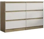 Masseno Kommode, Sonoma Eiche, Wei&szlig;, Holzwerkstoff, 6 Schubladen, 120x77x33 cm,