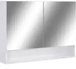 vidaXL Led-Bad-Spiegelschrank, Wei&szlig;, Holz, 60x80x15 cm, Badezimmer,