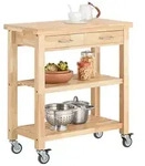 SoBuy Servierwagen, Natur, Holz, 80x90x40 cm, Esszimmer, Servierwagen