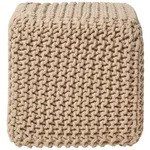 Homescapes Strick-Pouf, Beige, Textil, Uni, Quadratisch, 35x35x35 cm,...