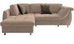 luma-home Ecksofa, Hellbraun, Metall, 3-Sitzer, F&uuml;llung: Polyurethan (Pur), Ottomane