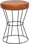 Mid.you Hocker, Braun, Metall, Echtleder, Ziegenleder, rund, 35x48x35 cm,...