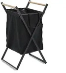 Zeller Present W&auml;schesammler, Schwarz, Holz, Textil, Bambus, 36.5x40x67 cm, faltbar,