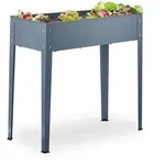 Relaxdays Hochbeet, Grau, Metall, 86x80x40.5 cm, Gartenzubeh&ouml;r, Hochbeete