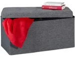 Relaxdays Sitzbank, Anthrazit, Holzwerkstoff, Textil, 76x38.5x37 cm, Wohnzimmer,