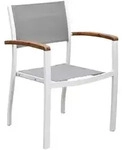 Gardenson Stapelsessel, Grau, Natur, Wei&szlig;, Holz, Metall, Textil, Akazie,...