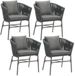tectake Stuhlset, Dunkelgrau, Dunkelgrau, Textil, 60x77x61 cm, Gartenm&ouml;bel,